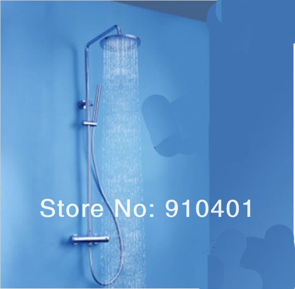 Wholesale And Retail Promotion Luxury Thermostatic Shower Faucet Set 8" Rain Shower Head + Hand Shower Chrome