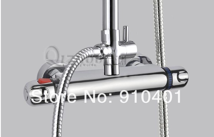 Wholesale And Retail Promotion Luxury Wall Mounted 8" Rain Thermostatic Shower Faucet W/ Hand Shower Mixer Tap