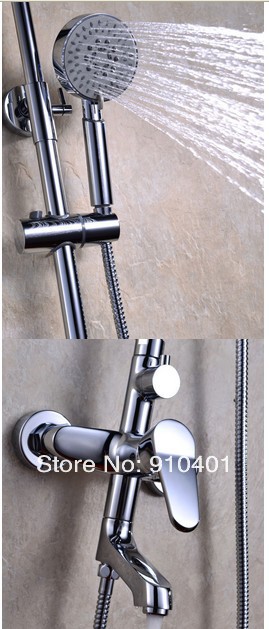 Wholesale And Retail Promotion Luxury Wall Mounted Bathroom Shower Faucet Set Bathtub Mixer Tap Chrome Finish