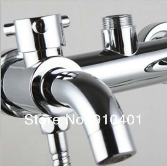 Wholesale And Retail Promotion  Luxury Wall Mounted Chrome Finish Shower Faucet Set 8" Round Rain Shower Mixer