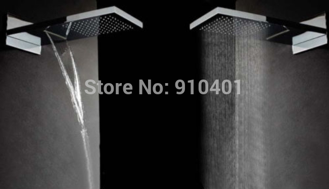 Wholesale And Retail Promotion Luxury Waterfall 22" Large Shower Head + Thermostatic Valve + Hand Shower Chrome