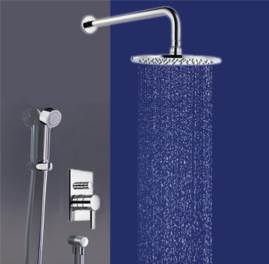 Wholesale And Retail Promotion Luxury wall mounted shower faucet set 8" rain shower head with hand shower mixer