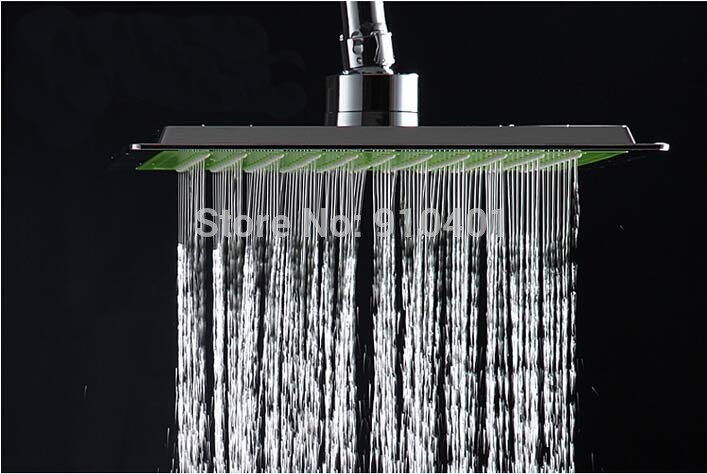 Wholesale And Retail Promotion Modern Square Rain Shower Faucet Set Ultrathin Shower Head Tub Mixer Tap Spout
