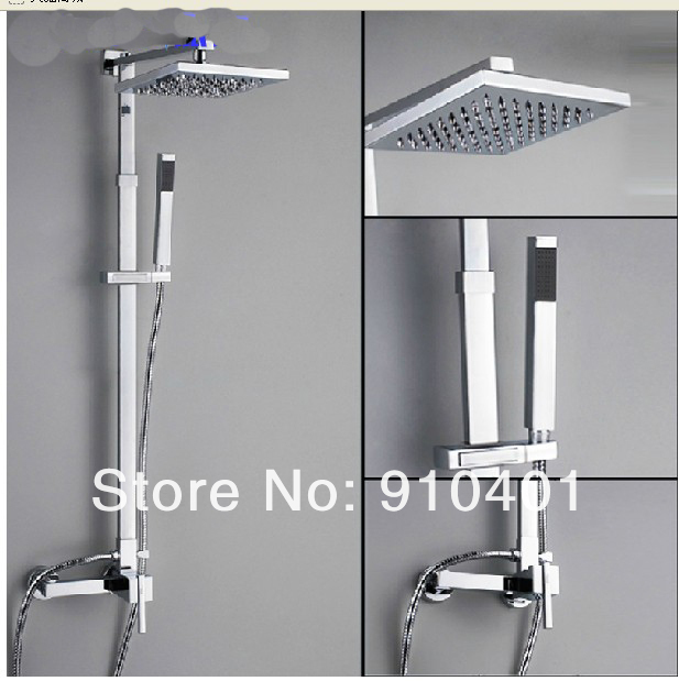 Wholesale And Retail Promotion Modern all Mounted Luxury 8" Square Rain Shower Faucet W/ Hand Shower Mixer Tap