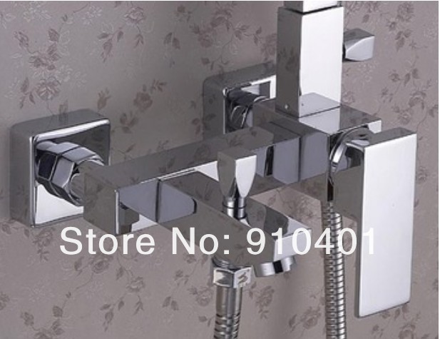 Wholesale And Retail Promotion NEW Bathroom Shower Faucet Set Bathroom Tub Mixer Tap 8" Square Rain Shower Head