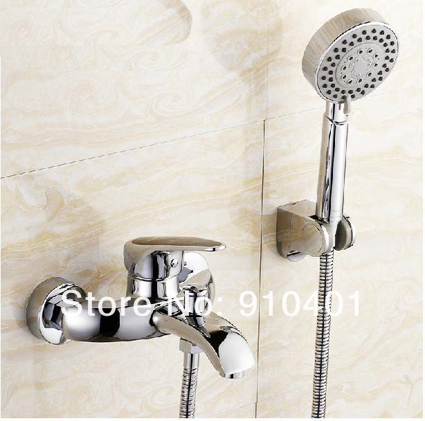 Wholesale And Retail Promotion NEW Euro Style Bathroom Tub Faucet With ABS Hand Shower Mixer Tap Wall Mounted