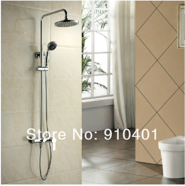 Wholesale And Retail Promotion NEW Luxury Brushed Nickel Rain Bathroom Tub Shower Mixer Tap W/Handy Unit Faucet