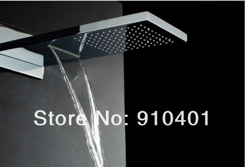 Wholesale And Retail Promotion NEW Luxury Square 22" Rain Waterfall Brass Shower Thermostatic Shower Mixer Tap