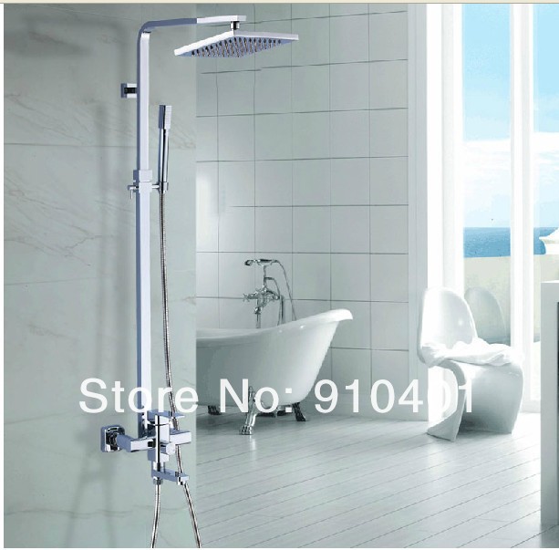 Wholesale And Retail Promotion NEW Luxury Wall Mounted 8" Rainfall Shower Faucet Set Bathtub Mixer Tap Chrome