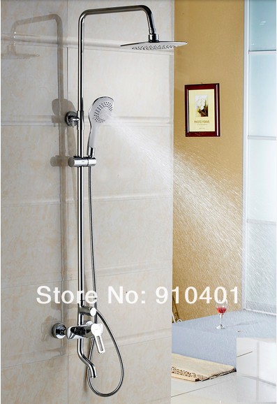 Wholesale And Retail Promotion NEW Luxury Wall Mounted Rain Shower Faucet Set Tub Mixer Tap Hand Shower Column