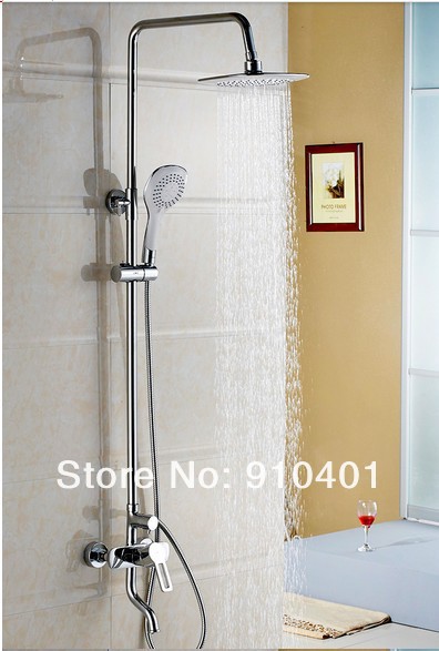 Wholesale And Retail Promotion NEW Luxury Wall Mounted Rain Shower Faucet Set Tub Mixer Tap Hand Shower Column
