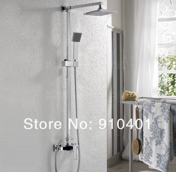Wholesale And Retail Promotion NEW Modern Square Rain Shower Faucet Set Single Handle Shower Bar Shower Column