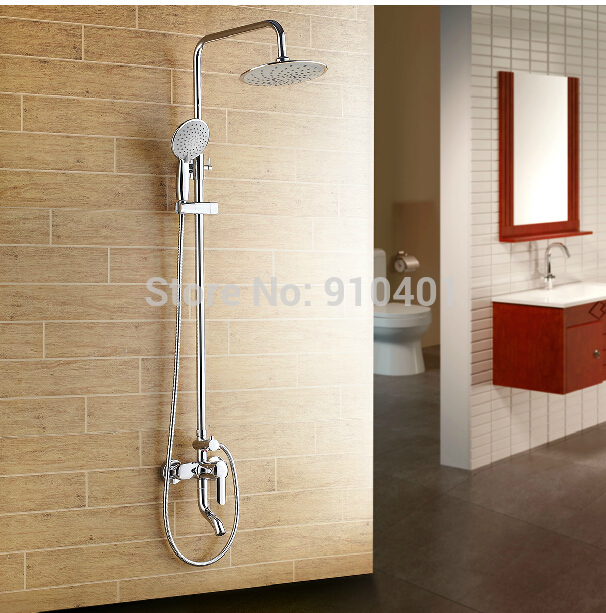 Wholesale And Retail Promotion NEW Round Style 8" Rain Shower Faucet Tub Mixer Tap Single Handle Shower Column
