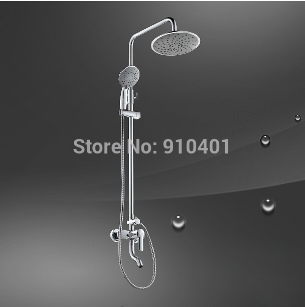 Wholesale And Retail Promotion NEW Round Style 8" Rain Shower Faucet Tub Mixer Tap Single Handle Shower Column