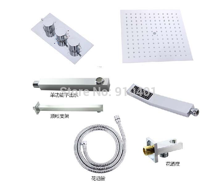 Wholesale And Retail Promotion NEW Wall Mounted 10" Rain Shower Faucet Thermostatic Valve Mixer Tap Hand Shower