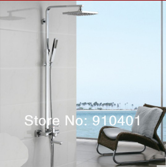 Wholesale And Retail Promotion NEW Wall Mounted 8" Rainfall Bathroom Shower Faucet Set Bathtub Mixer Tap Chrome