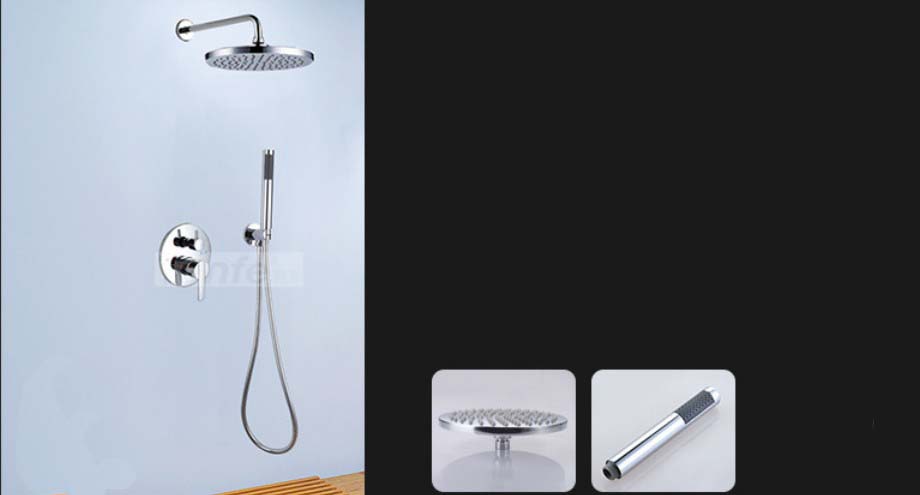 Wholesale And Retail Promotion NEW Wall Mounted 8" Rainfall Round Shower Faucet Set With Hand Shower Mixer Tap