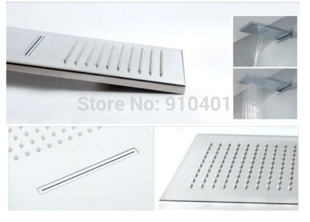 Wholesale And Retail Promotion NEW Wall Mounted Waterfall Shower Head Thermostatic Jets Sprayer W/ Hand Shower