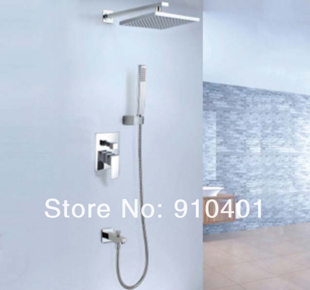 Wholesale And Retail Promotion Polished Chrome Bathroom 8" Rain Shower Faucet Bathtub Mixer Tap W/ Hand Shower