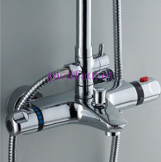 Wholesale And Retail Promotion Thermostatic Rain Bathroom Shower Tub Faucet Set W/ Handheld Shower Mixer Tap