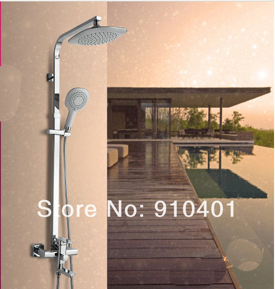 Wholesale And Retail Promotion Wall Mounted 8" Rain Shower Faucet Set Bathtub Mixer Tap Exposed Shower Column