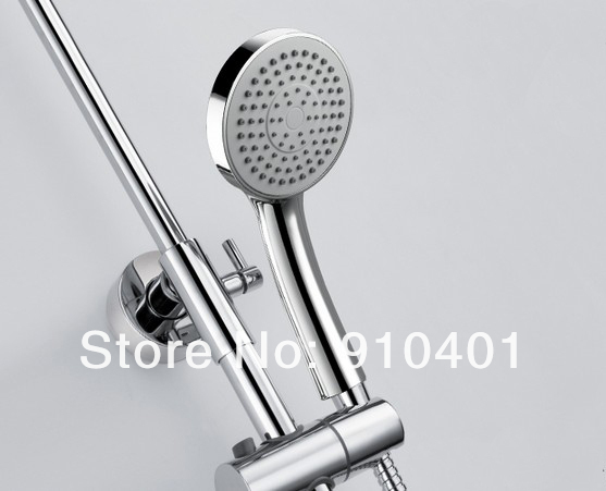 Wholesale And Retail Promotion  Wall Mounted 8" Rain Shower Faucet Set Bathtub Shower Mixer Tap Chrome Finish