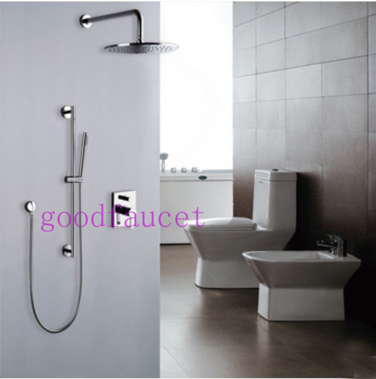 Wholesale And Retail Promotion Wall Mounted Bathroom Rain Shower Faucet Hand Shower Mixer Tap Set W/ Slide Bar