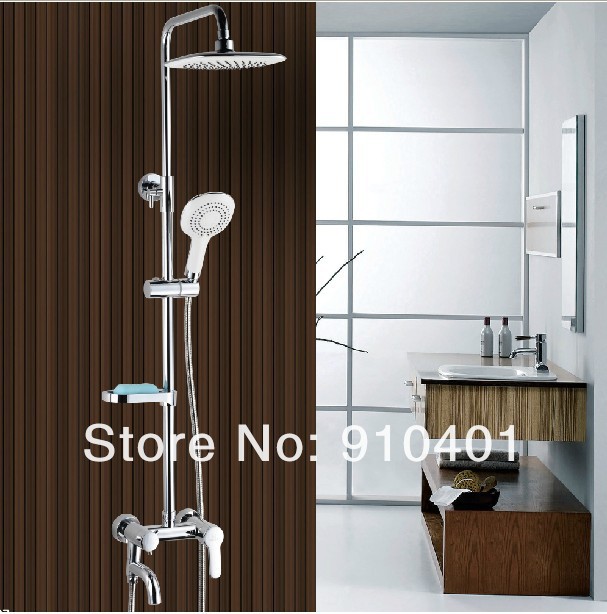 Wholesale And Retail Promotion Wall Mounted Bathroom Rain Shower Faucet Set Bathtub Shower Mixer W/ Soap Dishes