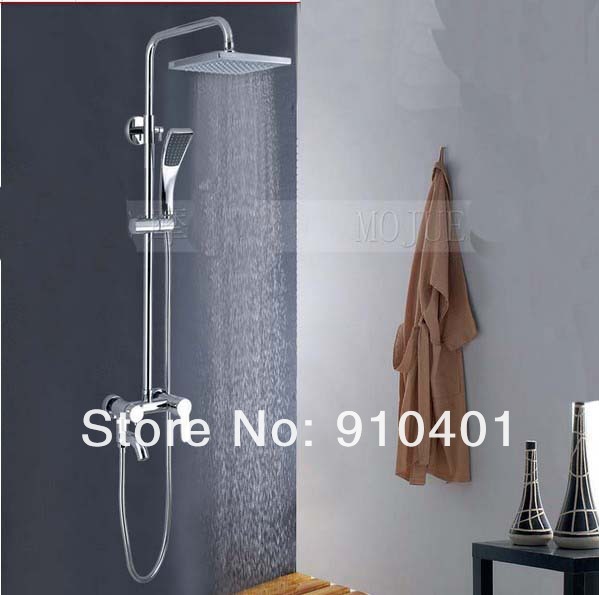 Wholesale And Retail Promotion Wall Mounted Bathroom Shower Faucet Set 8" Square Rain Shower Head W/ Tub Faucet