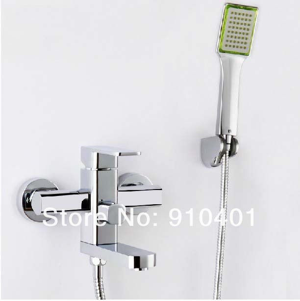 Wholesale And Retail Promotion Wall Mounted Chrome Brass Bathroom Tub Faucet Single Handle With Hand Shower Tap