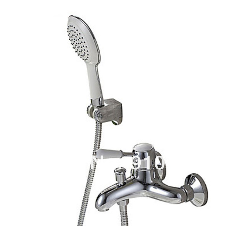 Wholesale And Retail Promotion Wall Mounted Chrome Brass Shower Faucet Set Bathtub Mixer Tap With Hand Shower