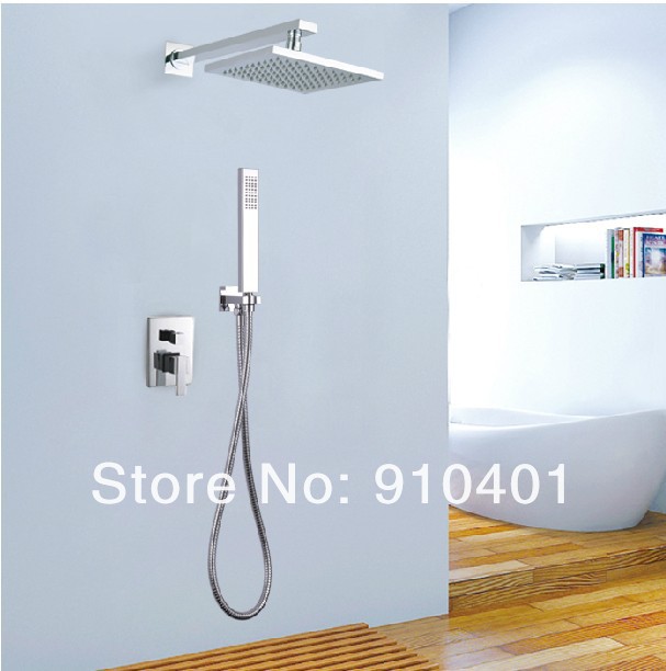 Wholesale And Retail Promotion Wall Mounted Chrome Shower Faucet 8" Square Rain Shower W/ Hand Shower Mixer Tap