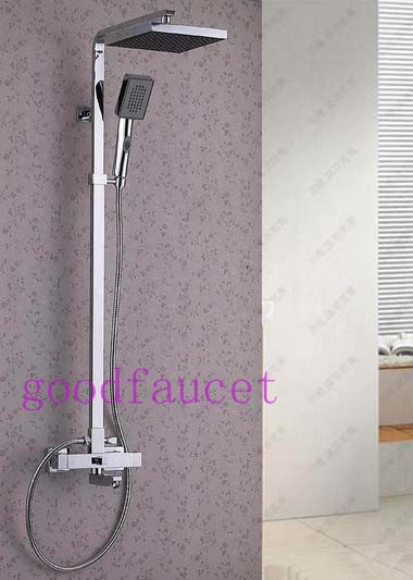 Wholesale and retail bathroom shower mixer tap 8" shower head + dual handles bathtub faucet chrome finish shower