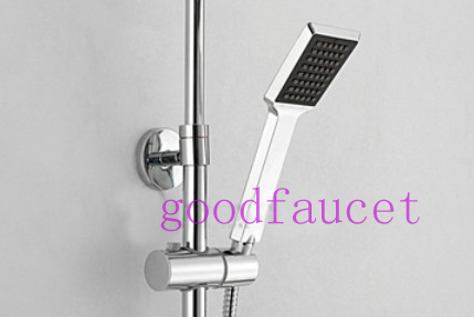 luxury wall mounted thermostatic shower set mixer tap 8"square rain shower head + thermostatic valve + hand shower