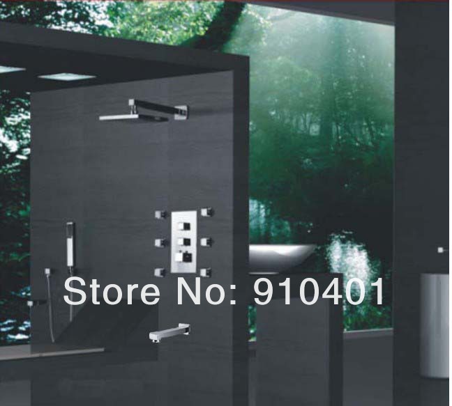 wholesale and retail Promotion Luxury Wall Mounted Thermostatic Rain Shower Faucet Jets Sprayer Tub Mixer Tap