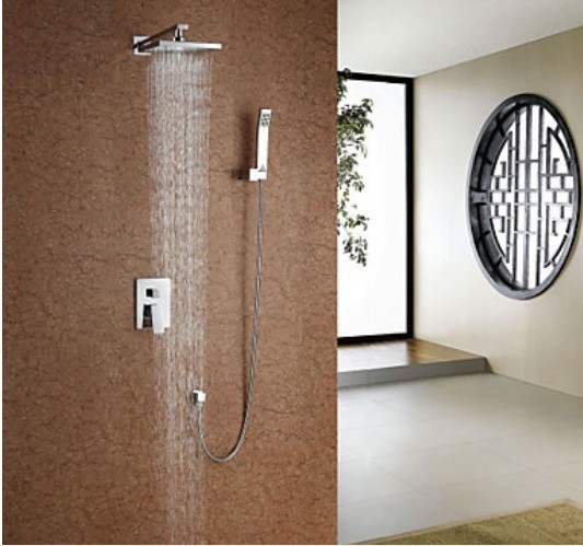wholesale and retail Promotion Morden Square Rain Shower Set Faucet With 8" Shower head Wall Mounted Mixer Tap