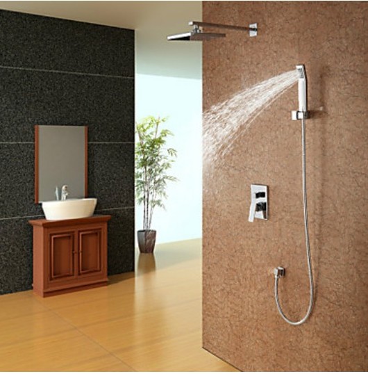 wholesale and retail Promotion Morden Square Rain Shower Set Faucet With 8" Shower head Wall Mounted Mixer Tap