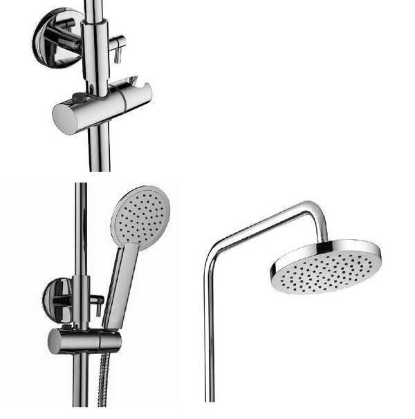 wholesale and retail Promotion NEW Chrome Column Round 8" Rain Showe Head w/Tub Faucet & Hand Spray Mixer Tap