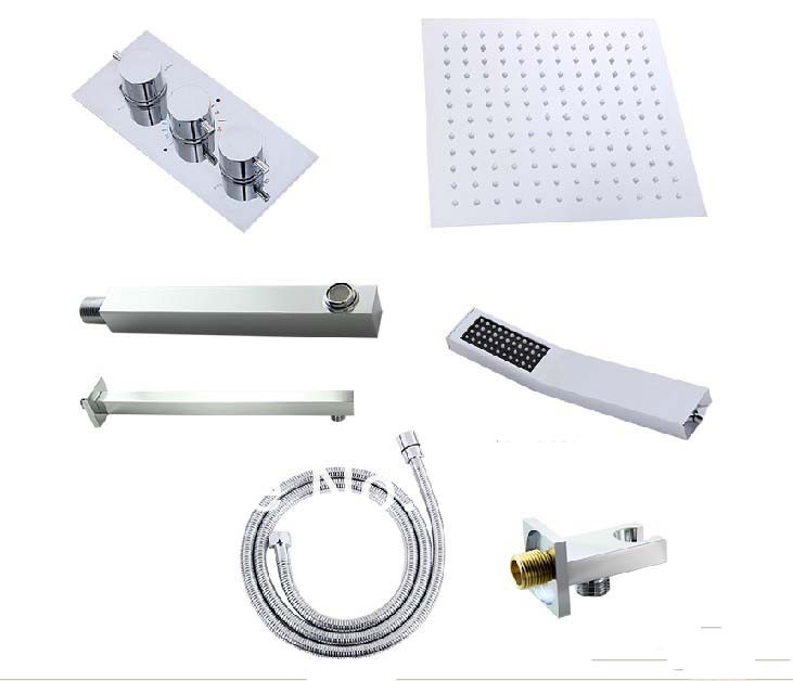 wholesale and retail Promotion NEW Luxury Thermostatic Rain Shower Faucet Set Bathtub Mixer Tap W/ Hand Shower
