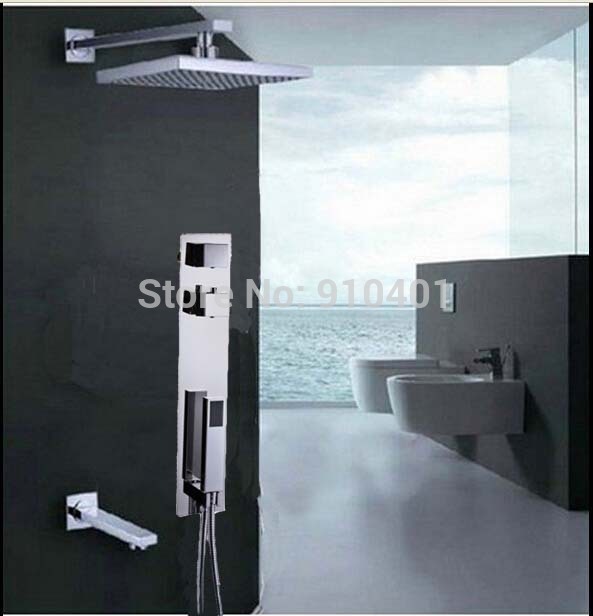 wholesale and retail Promotion NEW Wall Mounted Thermostatic Valve Mixer Tap Rain Shower Head Tub Spout Chrome