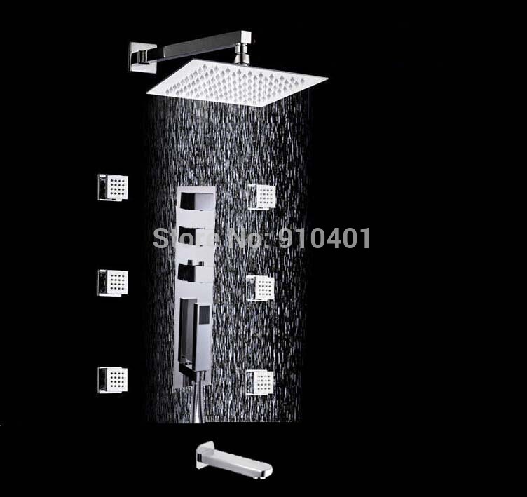 wholesale and retail Promotion Wall Mounted 10" Rain Shower Faucet Thermostatic Valve Tub Mixer Tap Hand Shower