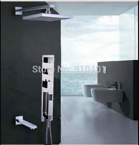 wholesale and retail Promotion Wall Mounted 8" Rain Shower Faucet Tub Mixer Tap Thermostatic Valve Hand Shower