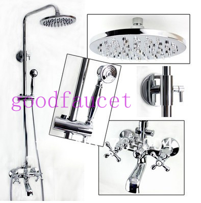 wholesale and retail luxury bathroom shower mixer tap set chrome finish dual handle faucet set with hand shower