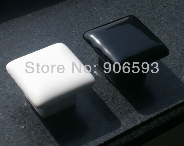 12pcs lot free shippingPorcelain black glaze square cabinet knobporcelain handleporcelain knob