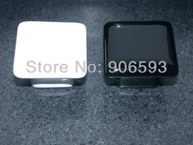 12pcs lot free shippingPorcelain black glaze square cabinet knobporcelain handleporcelain knob