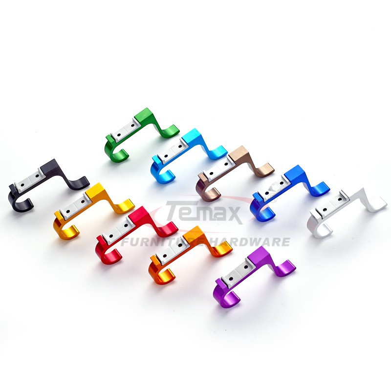 New 10pcs Colorful Clothing Hooks Space Alumimum Double Hooks Home DIY Towel Hanger Hooks Wall-mounted 10 Kinds Color to Chose
