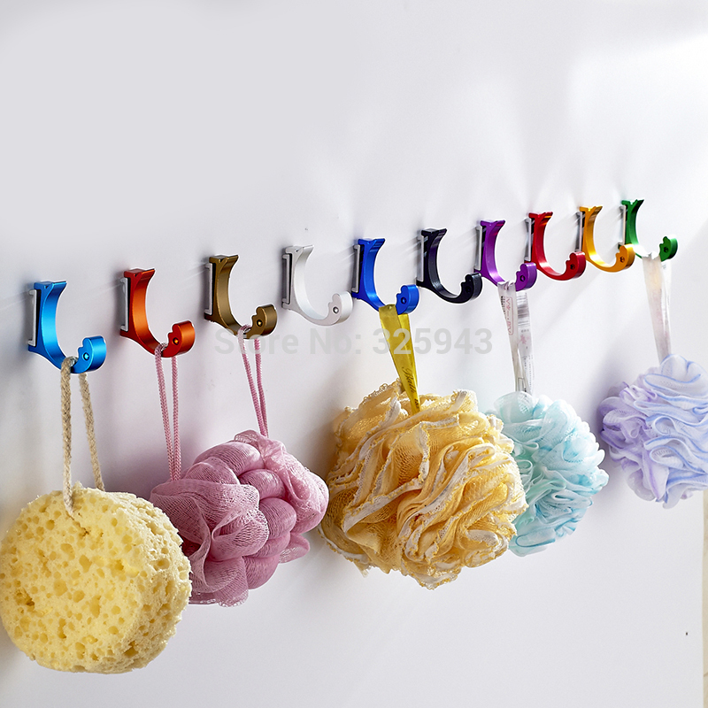 New 1pc Dark Blue Clothing Hooks Space Alumimum Home DIY Towel Hanger Hooks Wall-mounted 10 Kinds Color to Chose