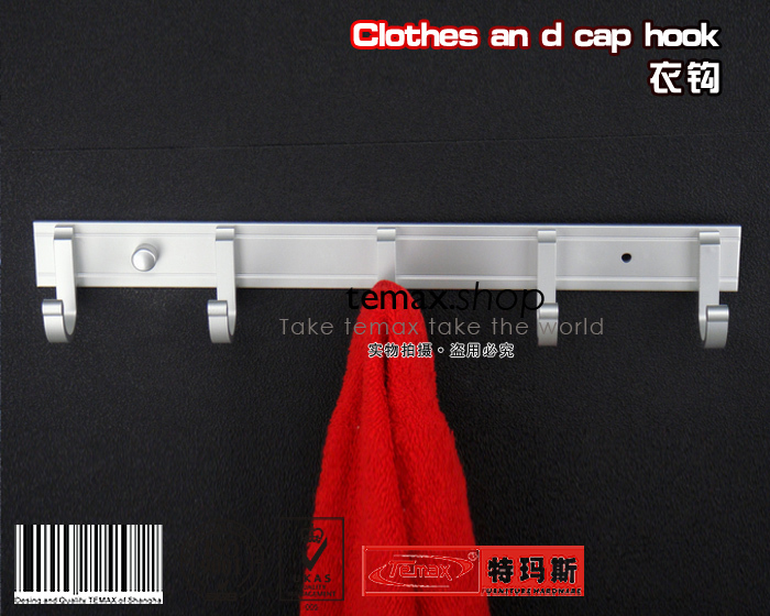 Space Aluminum Home Coat Clothes Hook Hat Hanger Tower Rack With 5 Metal Hooks For Bedroom Washroom