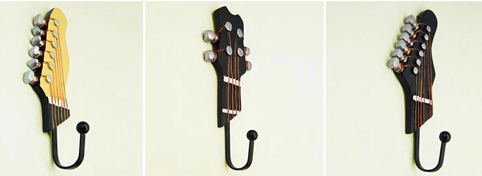 3PCS Resin iron vintage coat hooks fashion door hanging clothes hook home decoration guitar decor wall hooks