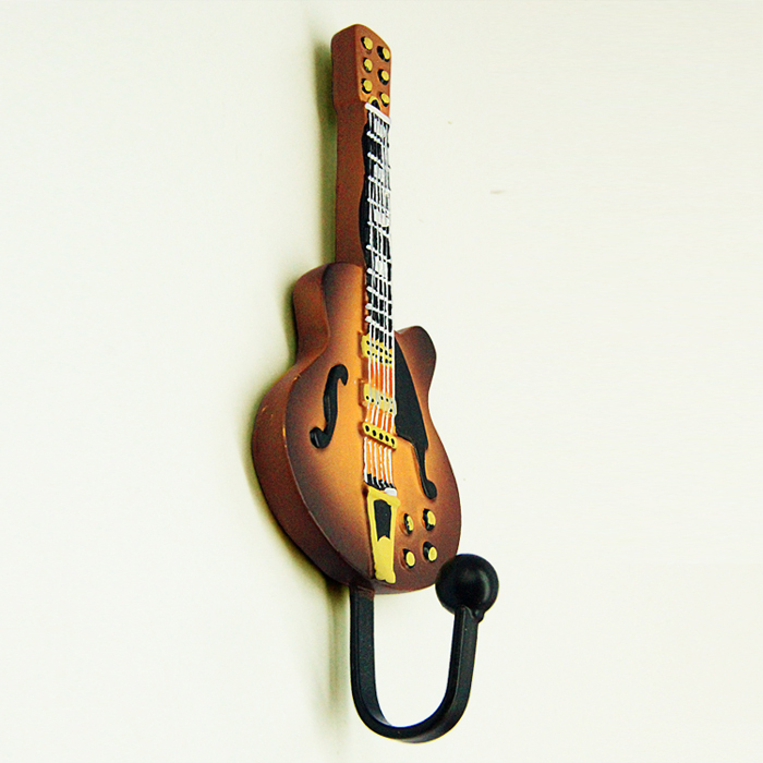 Resin iron coat hooks fashion guitar clothes hook decorative wall coat hooks home decor 3PCS/lot